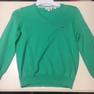 NWOT Boys Lacoste Green V-neck Sweater size 6